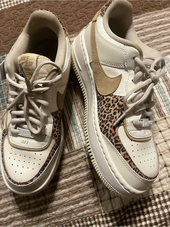 Nike Shoes - Nike Women’s AF1 Sneakers in White, Tan and Leopard Print